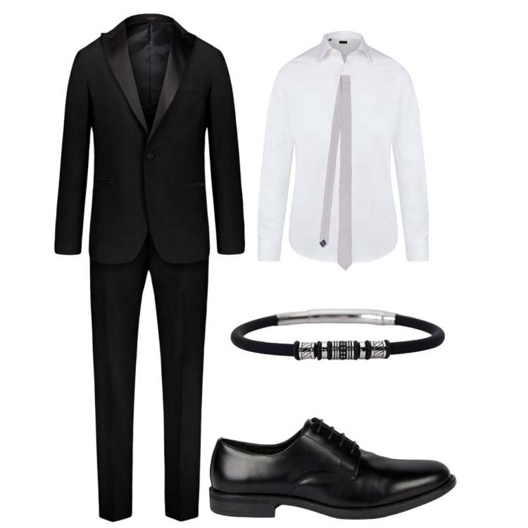 Outfit uomo - Cerimonia. Stile Business/Elegante per Cerimonia. Abbinamento con braccialetti, abiti, scarpe stringate, cravatte, camicie.