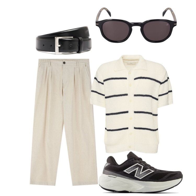 Outfit uomo - Total look #2098780. Stile Trendy per Tutti i giorni. Abbinamento con sneakers, pantaloni, occhiali da sole, cinture, polo.