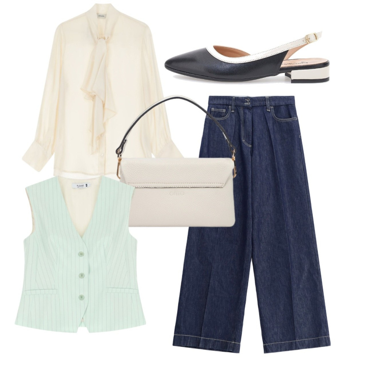 Outfit donna - Ballerine in primavera - @nike75. Stile Bon Ton per Tutti i giorni. Abbinamento con jeans, gilet, bluse, ballerine, borse a tracolla.