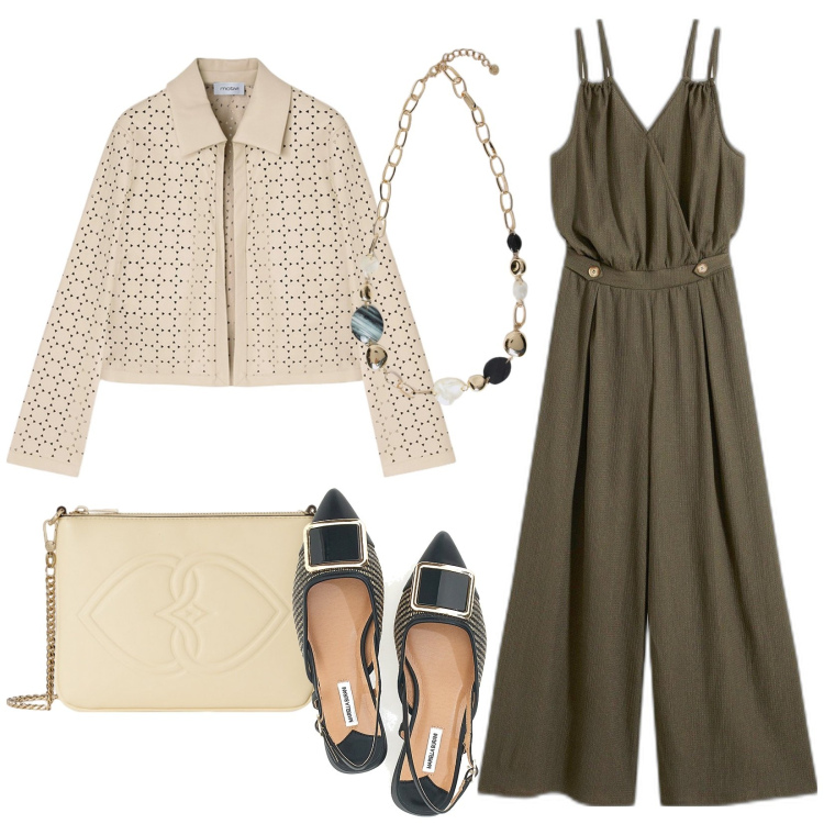 Outfit donna - Ballerine slingback. Stile Casual chic per Serata fuori. Abbinamento con tute, ballerine, collane, blazer, pochette.