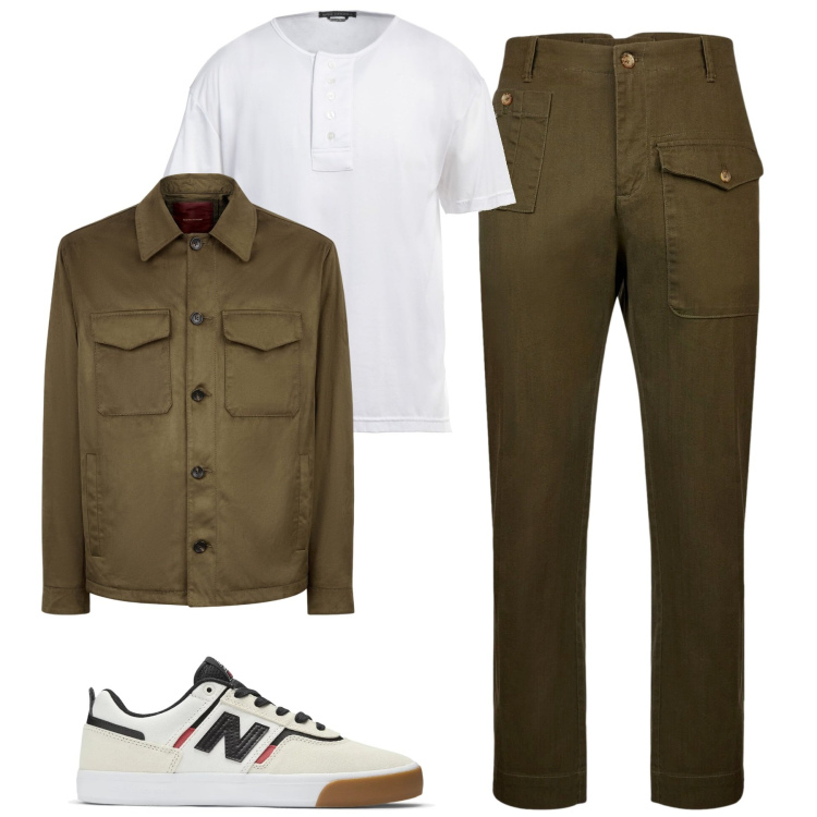Outfit uomo - Green Is the color. Stile Casual per Tutti i giorni. Abbinamento con t-shirt, sneakers, giacche, pantaloni.