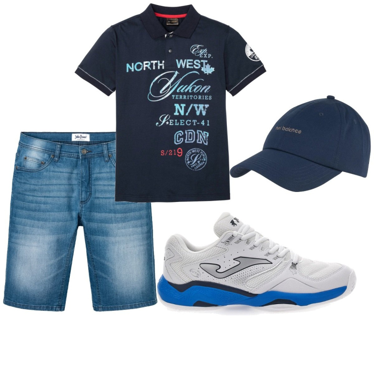 Outfit uomo - Total look #2098900. Stile Casual per Tutti i giorni. Abbinamento con polo, bermuda, cappelli, sneakers.