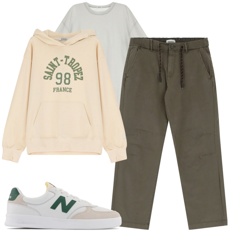 Outfit uomo - City. Stile Casual per Tutti i giorni. Abbinamento con sneakers, t-shirt, pantaloni, felpe con cappuccio.