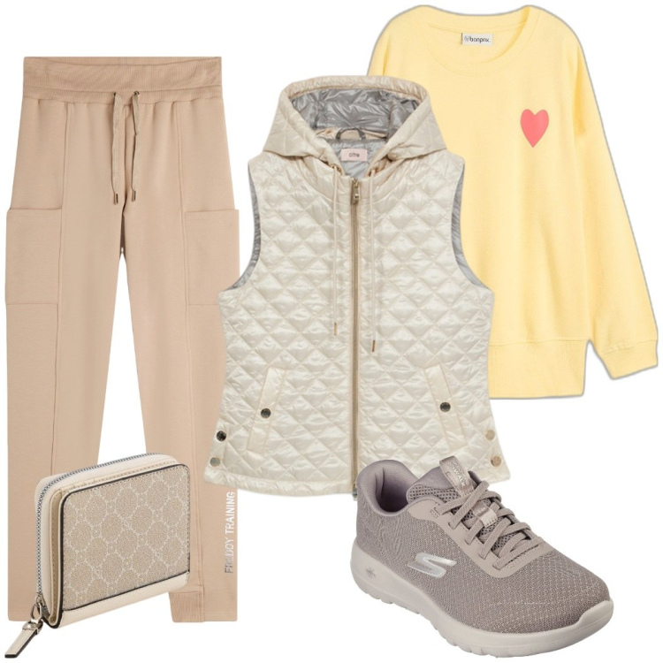 Outfit donna - Urban style. Stile Casual per Tutti i giorni. Abbinamento con felpe, pantaloni, sneakers, piumini, portafogli.
