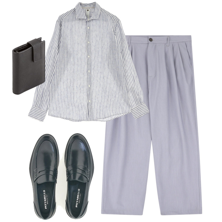 Outfit uomo - City. Stile Urban per Tutti i giorni. Abbinamento con pantaloni, camicie, scarpe stringate, portafogli.