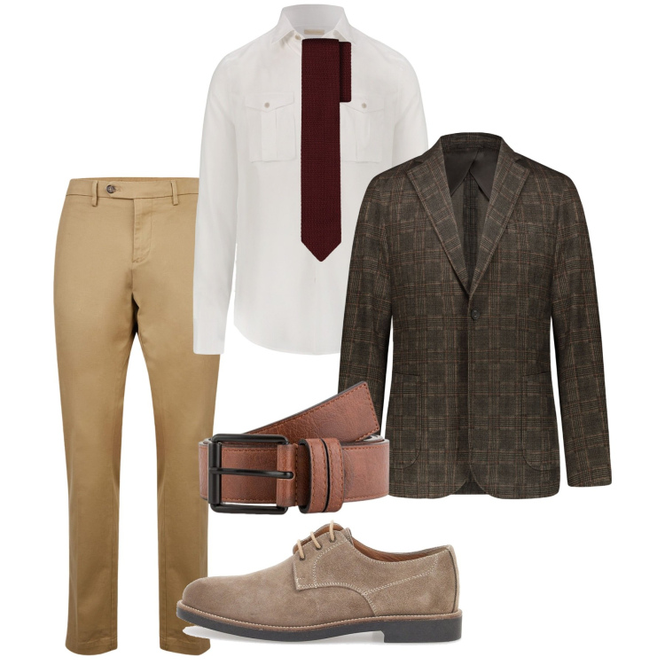 Outfit uomo - Aprile in giacca. Stile Business/Elegante per Tutti i giorni. Abbinamento con giacche, pantaloni chino, scarpe stringate, camicie, cravatte, cinture.