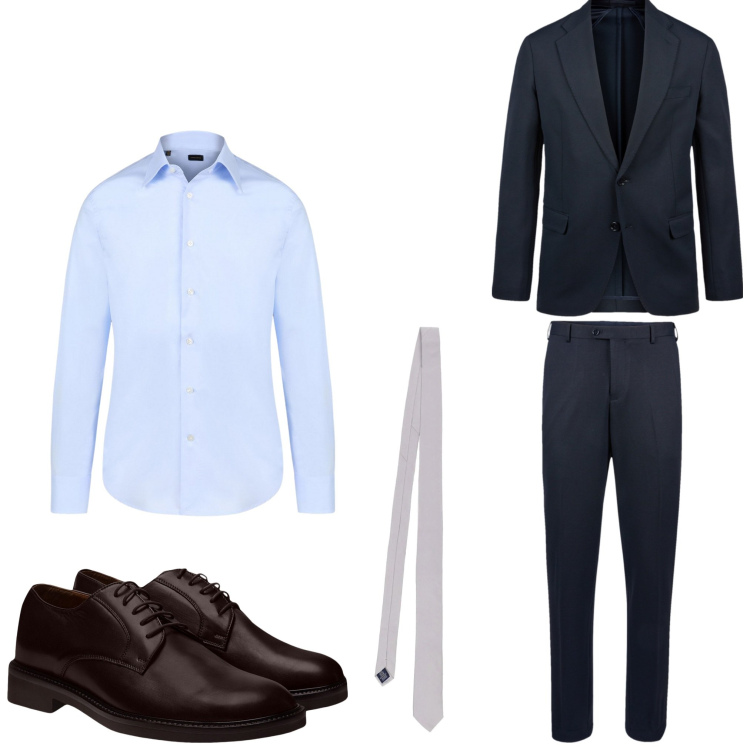 Outfit uomo - Sempre elegante. Stile Business/Elegante per Serata speciale. Abbinamento con scarpe stringate, camicie, abiti, cravatte.