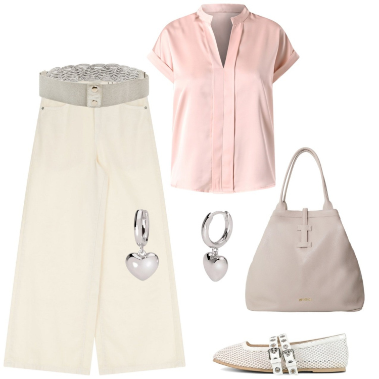 Outfit donna - Carina e comoda. Stile Casual per Tutti i giorni. Abbinamento con cinture, orecchini, bluse, borse tote, jeans, ballerine.