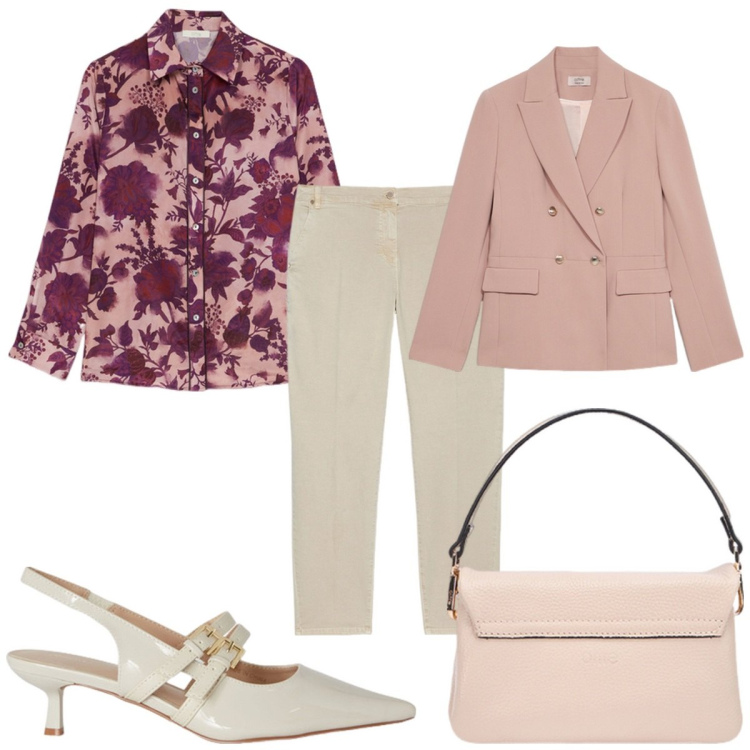 Outfit donna - Total look #2099167. Stile Trendy per Cerimonia. Abbinamento con pantaloni chino, camicie, blazer, décolleté, borse a tracolla.