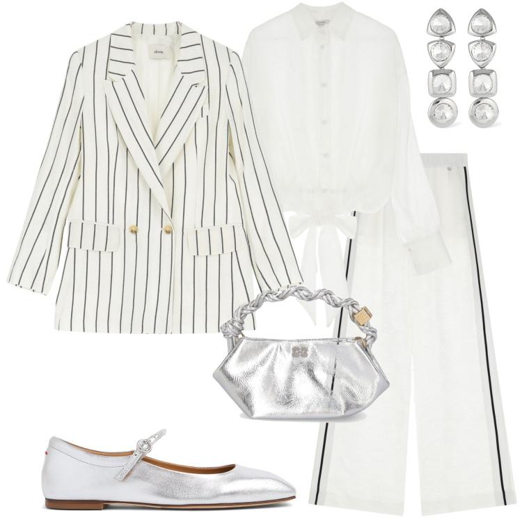 Outfit donna - Mary Jane obsession. Stile Chic per Cerimonia. Abbinamento con pantaloni a palazzo, camicie, blazer, orecchini, borse a mano, ballerine.