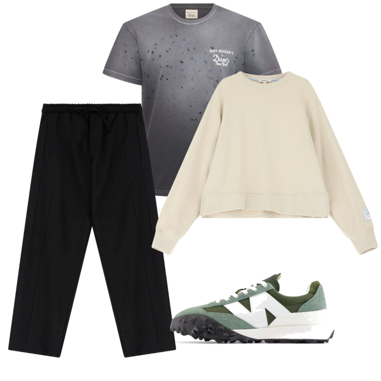 Outfit uomo - Aprile. Stile Casual per Tutti i giorni. Abbinamento con sneakers, felpe, pantaloni cargo, t-shirt.