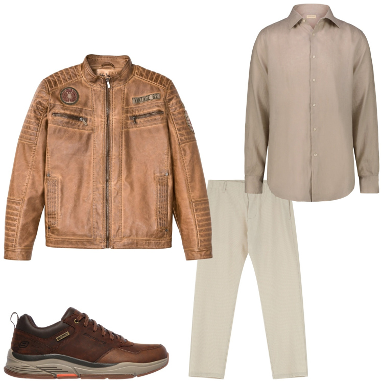 Outfit uomo - Marrone per me. Stile Casual per Tutti i giorni. Abbinamento con giacche, pantaloni, camicie, sneakers.