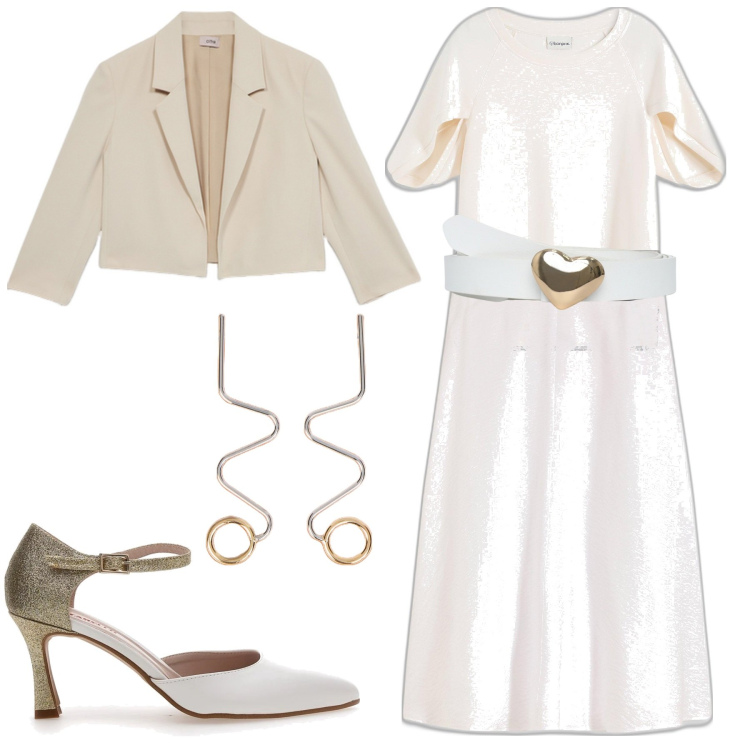 Outfit donna - Brilla con semplicità. Stile Chic per Tutti i giorni. look ideale per Petite. Abbinamento con gonne longuette, bluse, cinture, orecchini, décolleté, blazer.