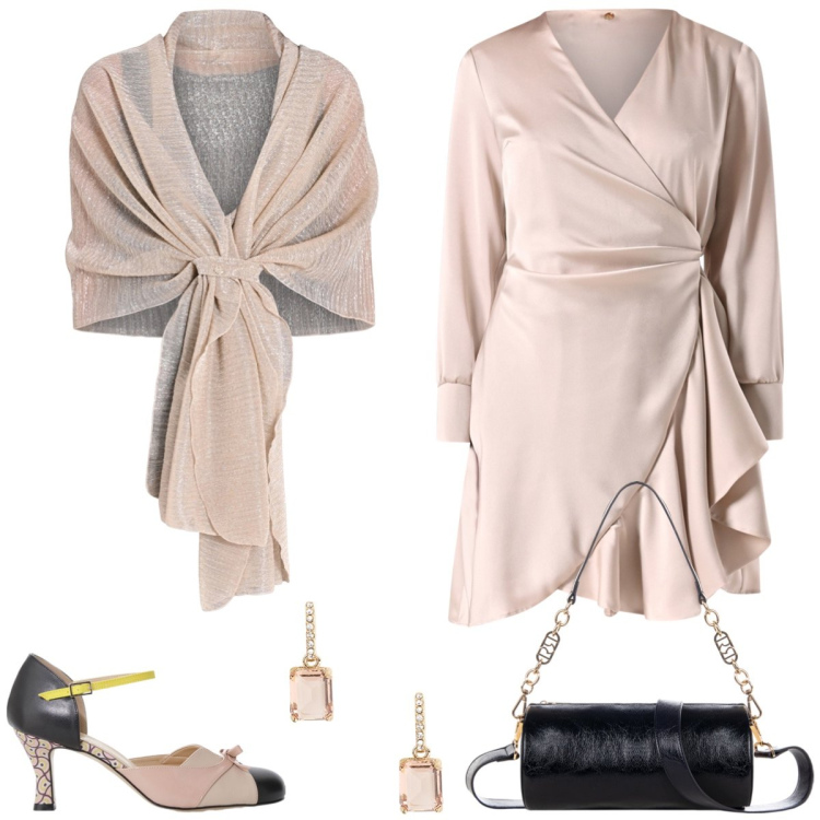 Outfit donna - Total look #2099365. Stile Vintage retrò per Cerimonia. Abbinamento con décolleté, vestiti, borse a mano, stole, orecchini.