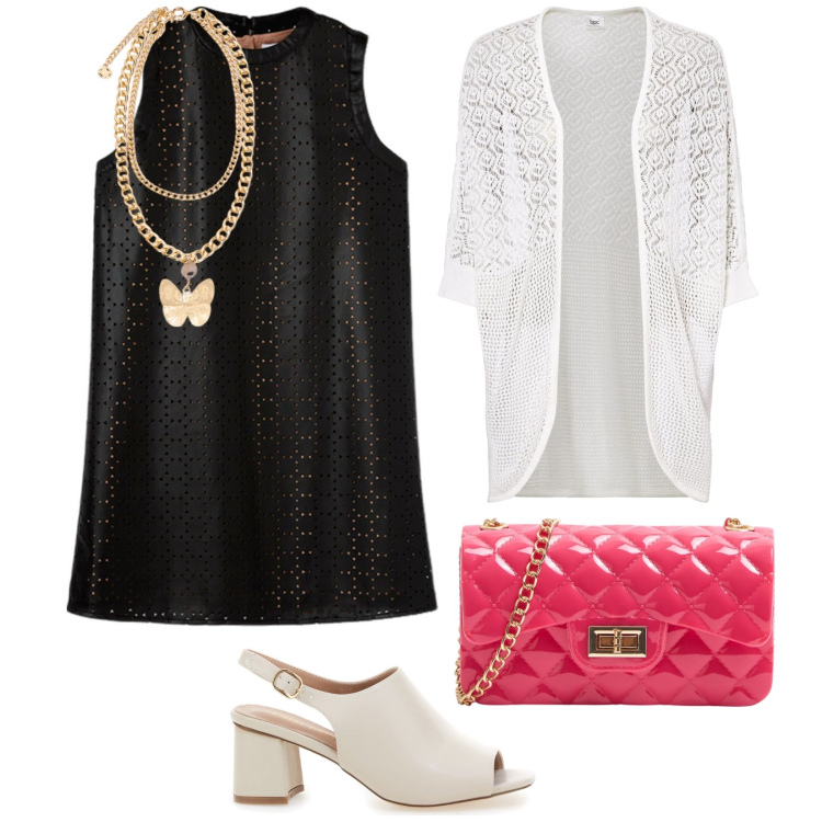 Outfit donna - La bella stagione. per Tutti i giorni. Abbinamento con cardigans, borse a tracolla, sandali col tacco, vestiti a tubino, collane.