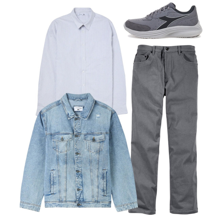Outfit uomo - Intramontabile giubbotto in denim. Stile Casual per Tutti i giorni. Abbinamento con pantaloni, giacche, camicie, sneakers.