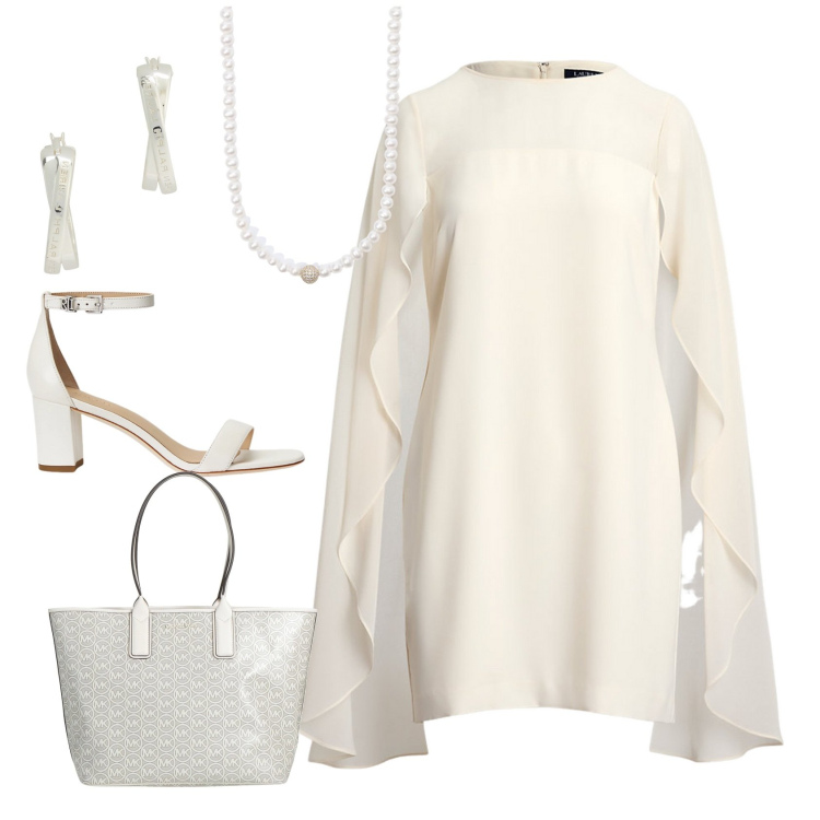 Outfit donna - Total look #2099428. Stile Chic per Cerimonia. Abbinamento con borse a mano, collane, vestiti a tubino, sandali in pelle, orecchini.