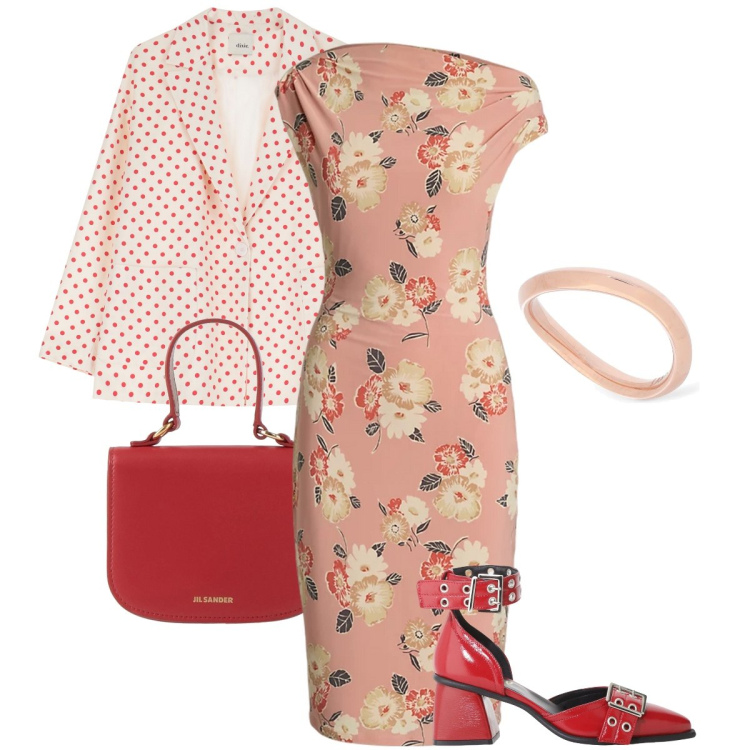 Outfit donna - Le Mary Jane rosse. Stile Bon Ton per Cerimonia. Abbinamento con borse a mano, blazer, décolleté, vestiti a tubino, anelli.