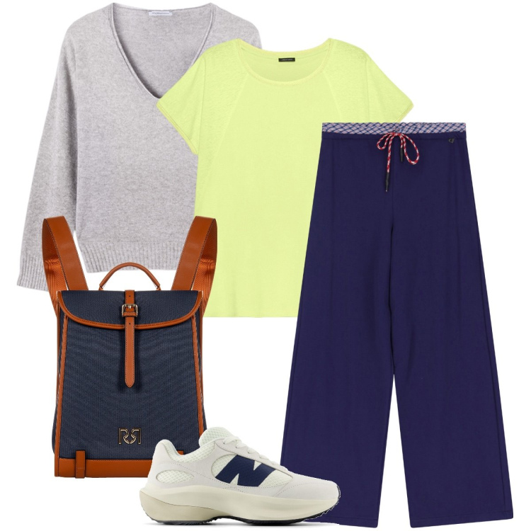 Outfit donna - A scuola. Stile Sporty chic per Scuola/Università. Abbinamento con zaini, sneakers, pantaloni, t-shirt, maglieria.
