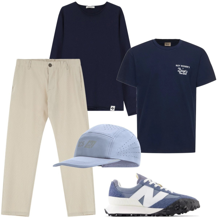 Outfit uomo - Sportivo quanto basta. Stile Trendy per Tutti i giorni. Abbinamento con sneakers, cappelli, pantaloni, felpe, t-shirt.