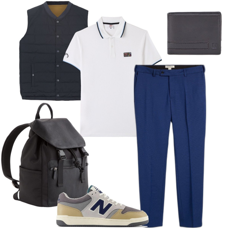 Outfit uomo - Lo smanicato trapuntato. Stile Urban per Tutti i giorni. Abbinamento con pantaloni, polo, sneakers, portafogli, gilet, borse sportive.