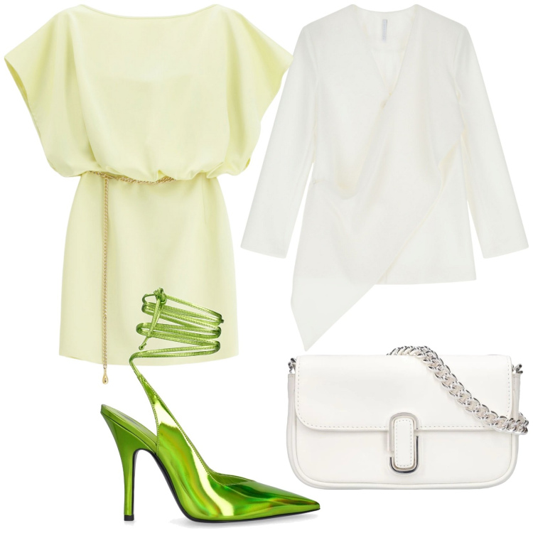 Outfit donna - Total look #2099639. Stile Minimal per Serata fuori. Abbinamento con blazer, vestiti corti, borse a spalla, décolleté.