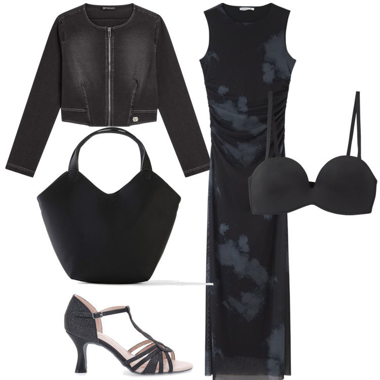 Outfit donna - Evento. Stile Glamour per Serata fuori. Abbinamento con borse a mano, vestiti lunghi, reggiseni, blazer, décolleté.