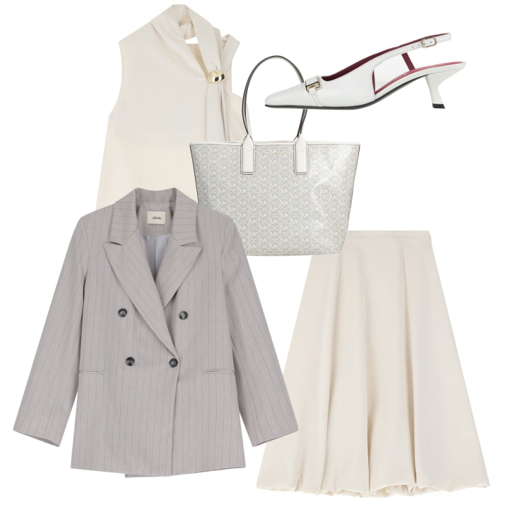 Outfit donna - Tailleur sartoriali per curve eleganti -. Stile Bon Ton per Cerimonia. Abbinamento con décolleté, borse a mano, gonne longuette, top, blazer.