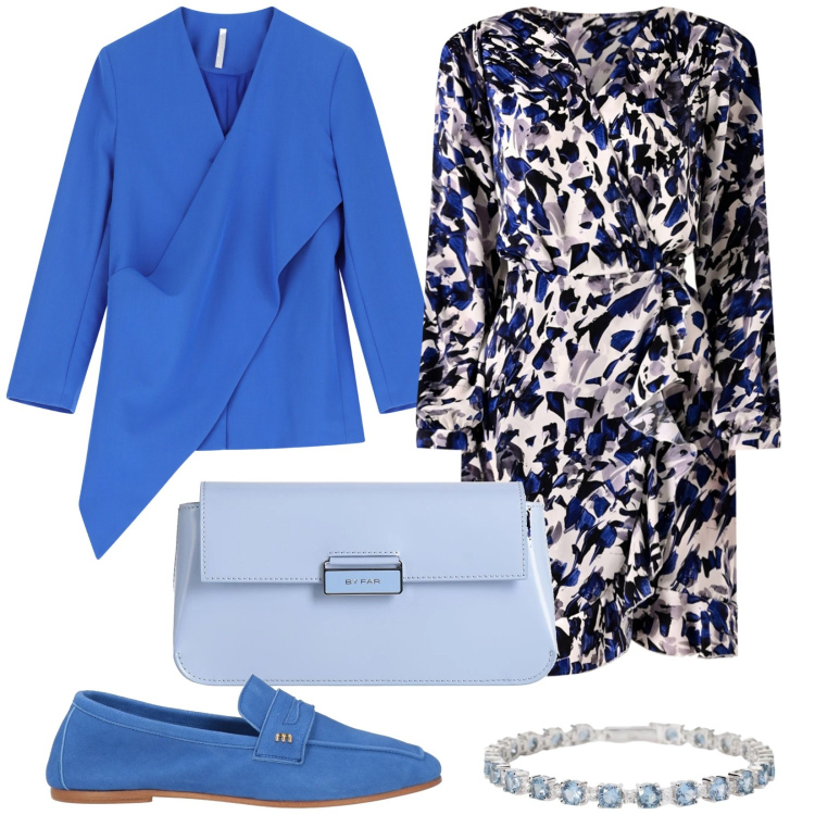 Outfit donna - Total look #2099671. Stile Chic per Ufficio. Abbinamento con borse a mano, mocassini, blazer, braccialetti, vestiti corti.