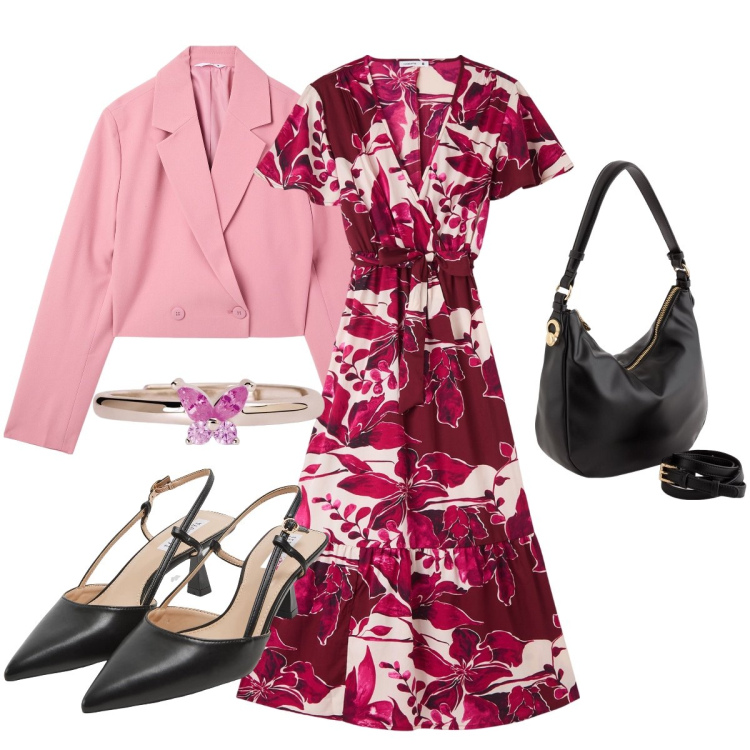 Outfit donna - Total look #2099744. Stile Casual chic Abbinamento con sabot, blazer, vestiti lunghi, anelli, borse a tracolla.