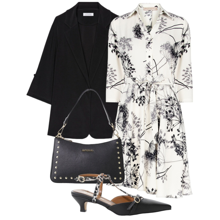 Outfit donna - Total look #2099827. Stile Glamour per Serata fuori. Abbinamento con décolleté, borse a spalla, vestiti chemisier, blazer.