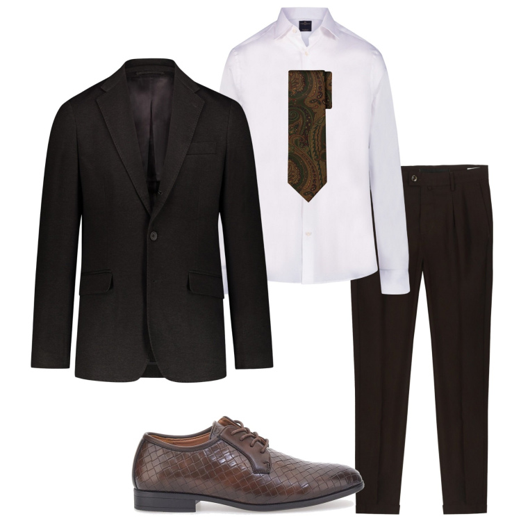 Outfit uomo - Cerimonia. Stile Business/Elegante per Cerimonia. Abbinamento con giacche, pantaloni, scarpe stringate, camicie, cravatte.