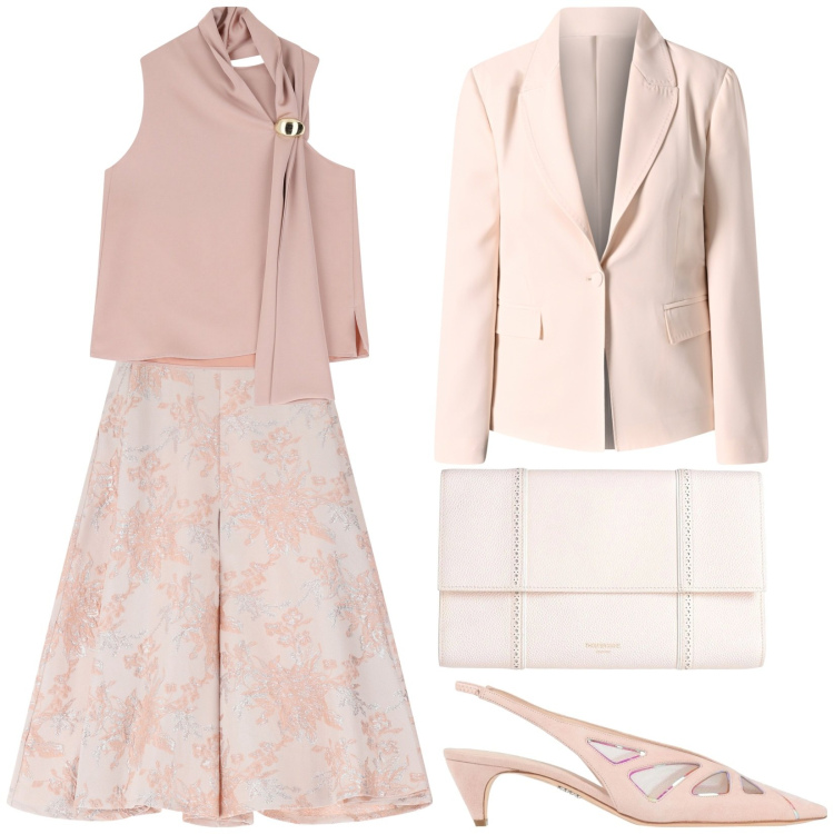 Outfit donna - Total look #2099889. Stile Chic per Cerimonia. Abbinamento con décolleté, borse a mano, gonne, top, blazer.