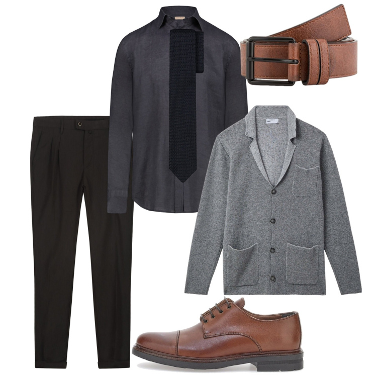 Outfit uomo - Inserti cuoio per la serata. Stile Trendy per Serata speciale. Abbinamento con giacche, camicie, scarpe stringate, pantaloni, cinture, cravatte.