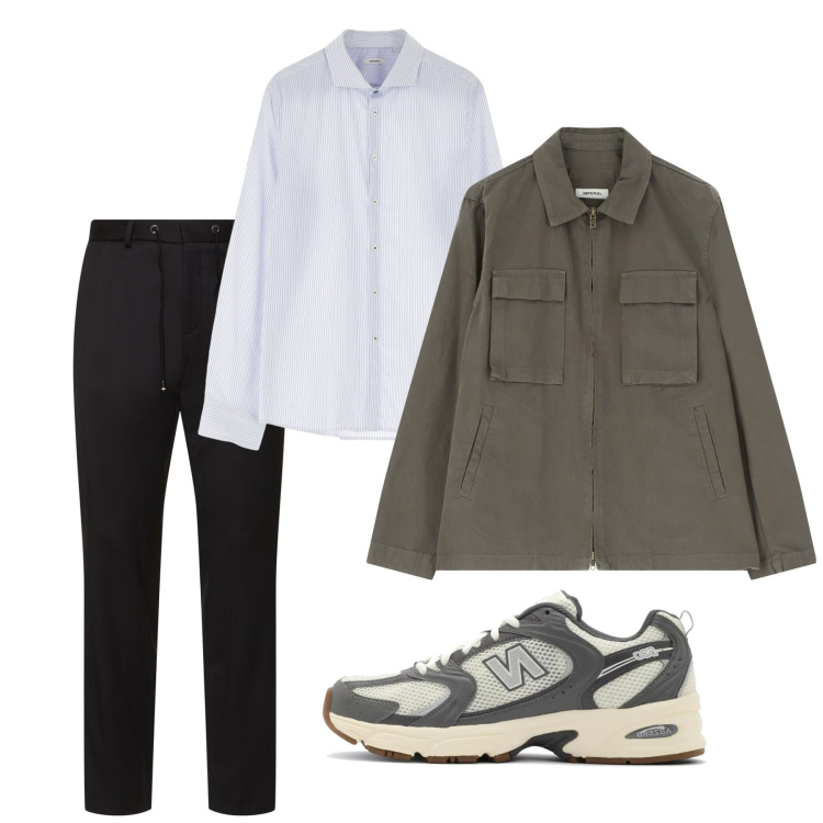 Outfit uomo - Total look city. Stile Casual per Tutti i giorni. Abbinamento con sneakers, camicie, cappotti, pantaloni.