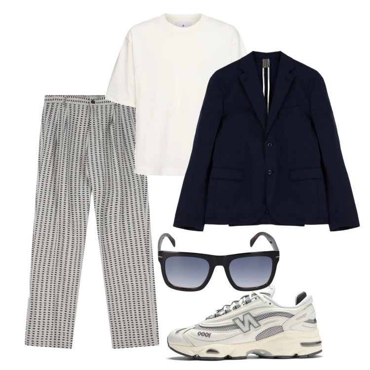 Outfit uomo - Pomeriggio. Stile Trendy per Tutti i giorni. Abbinamento con sneakers, pantaloni, giacche, occhiali da sole, t-shirt.
