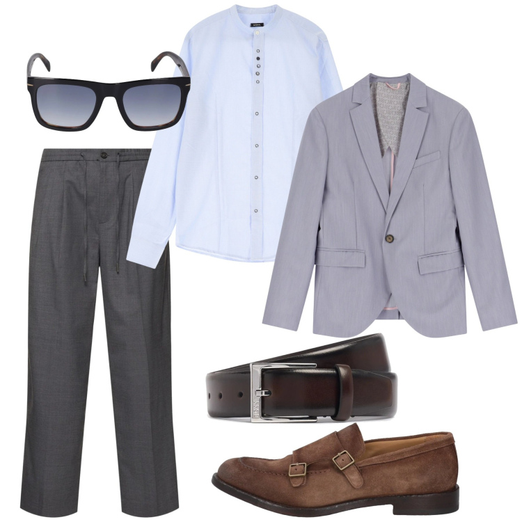 Outfit uomo - Bello e coordinato. Stile Casual per Tutti i giorni. Abbinamento con scarpe stringate, camicie, giacche, occhiali da sole, cinture, pantaloni.
