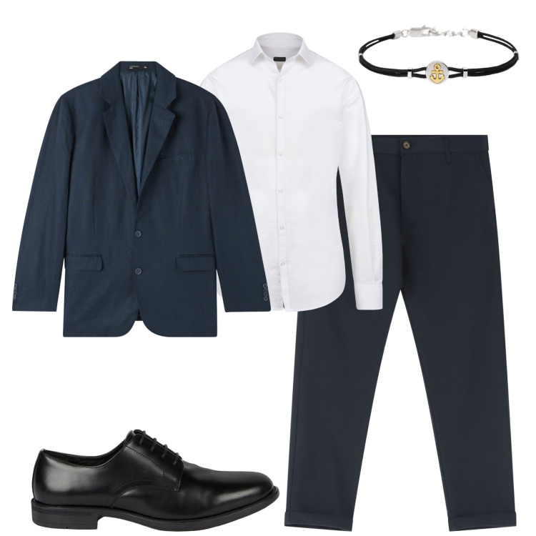 Outfit uomo - City. Stile Business/Elegante per Tutti i giorni. Abbinamento con giacche, braccialetti, pantaloni chino, scarpe stringate, camicie.