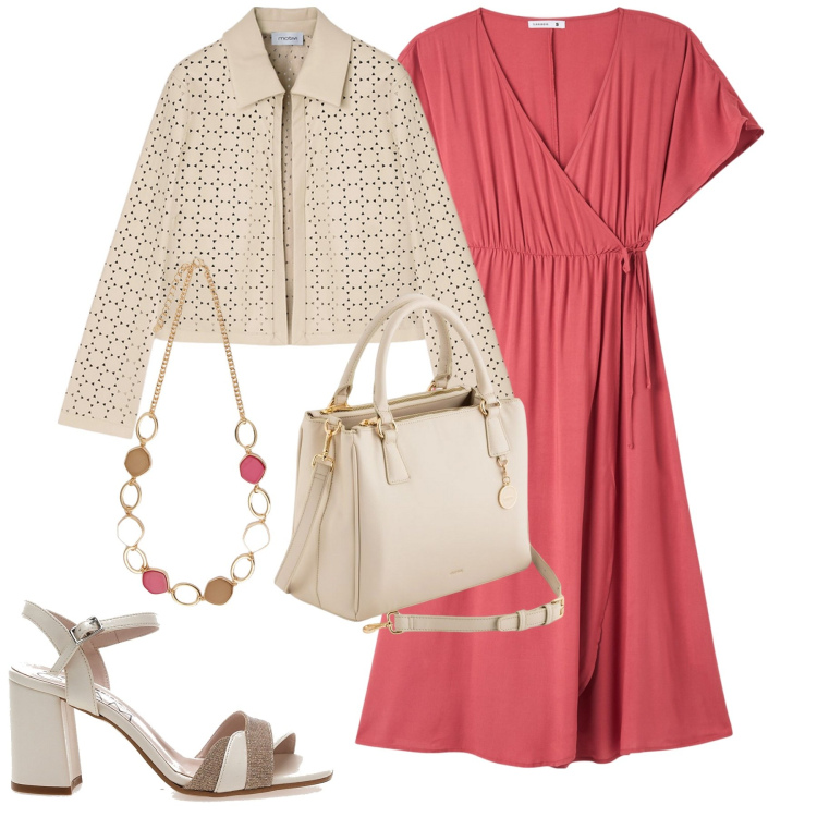 Outfit donna - City. Stile Urban per Tutti i giorni. Abbinamento con vestiti lunghi, collane, sandali col tacco, borse a mano, blazer.