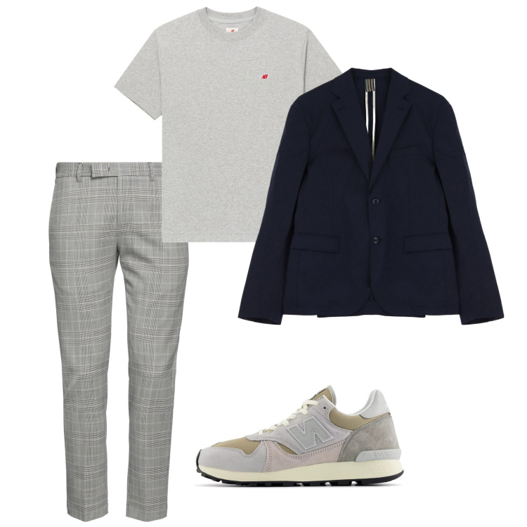 Outfit uomo - Grigio aprile. Stile Casual per Tutti i giorni. Abbinamento con pantaloni, sneakers, t-shirt, giacche.