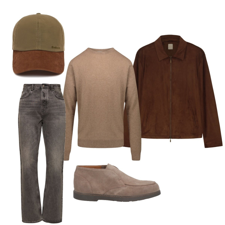 Outfit uomo - I colori della Terra. Stile Trendy per Tutti i giorni. Abbinamento con stivali e stivaletti, maglieria, giacche, jeans, cappelli con visiera.