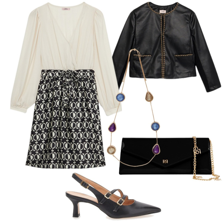 Outfit donna - Cerimonia informale, evento speciale. Stile Casual chic per Cerimonia. Abbinamento con pochette, collane, décolleté, vestiti, blazer.