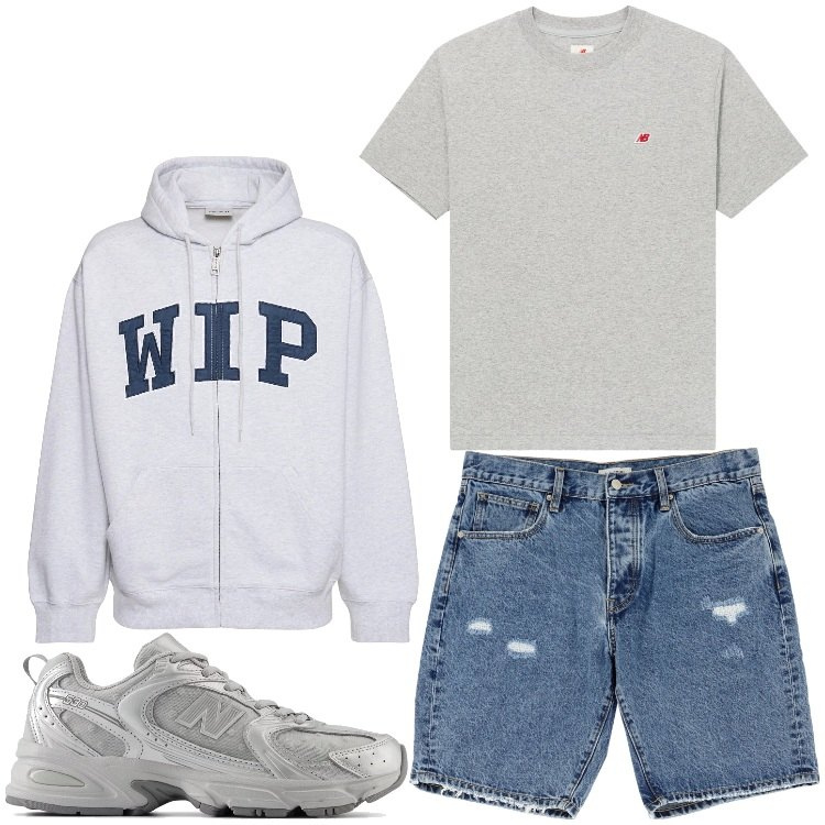 Outfit uomo - Facile facile. Stile Casual per Tutti i giorni. Abbinamento con t-shirt, sneakers, bermuda, felpe con cappuccio.