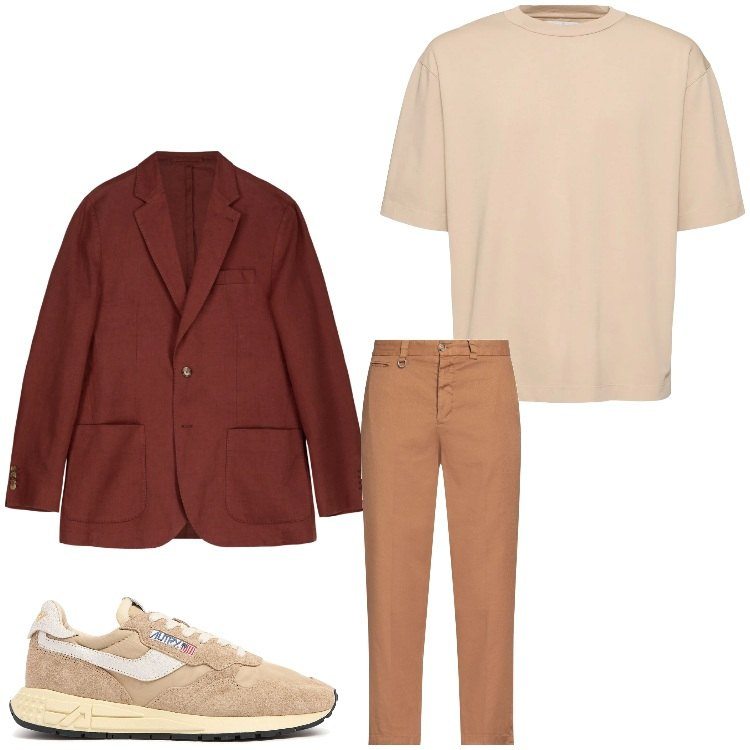 Outfit uomo - Giacca e sneakers. Stile Casual per Tutti i giorni. Abbinamento con pantaloni chino, giacche, sneakers, t-shirt.