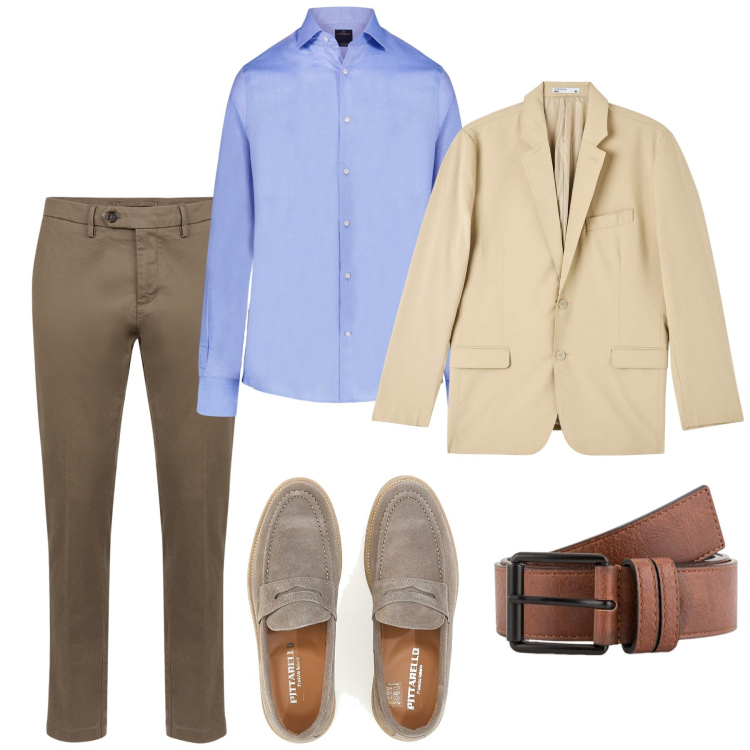 Outfit uomo - Bello e possibile. Stile Casual per Tutti i giorni. Abbinamento con giacche, camicie, pantaloni chino, scarpe stringate, cinture.