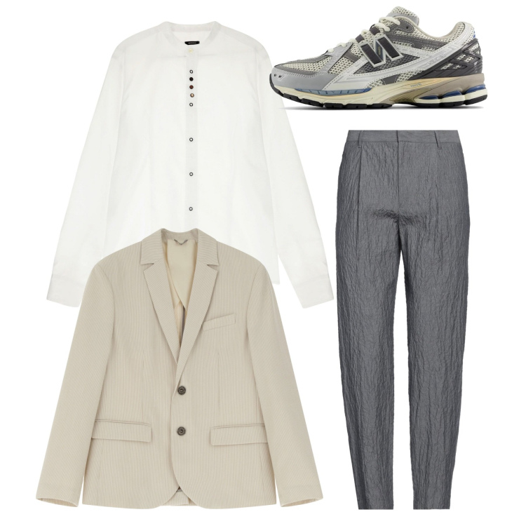 Outfit uomo - Neutri. Stile Trendy per Serata speciale. Abbinamento con pantaloni, sneakers, camicie, giacche.
