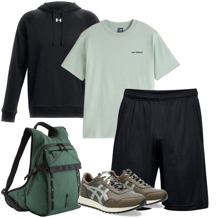Outfit uomo - Il completo di Under Armour. Stile Casual per Sport. Abbinamento con t-shirt, felpe con cappuccio, sneakers, shorts, borse sportive.