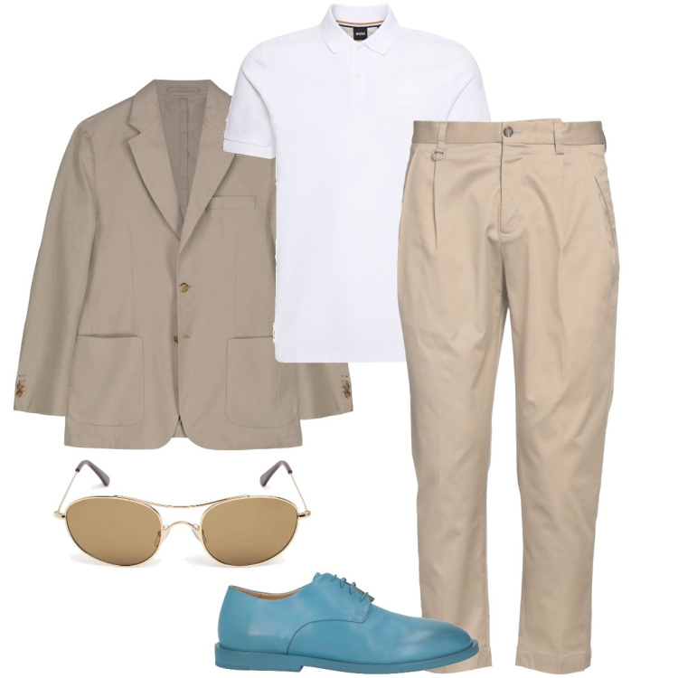 Outfit uomo - Un mocassino che si fa notare. Stile Trendy per Cerimonia. Abbinamento con pantaloni, scarpe stringate, giacche, polo, occhiali da sole.