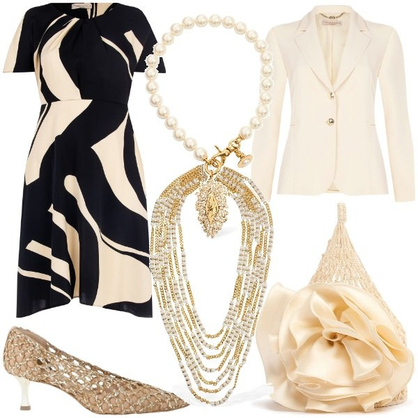 Outfit donna - Irrinunciabili collane. Stile Glamour per Cerimonia. Abbinamento con décolleté, vestiti corti, blazer, collane, borse a mano, collane.