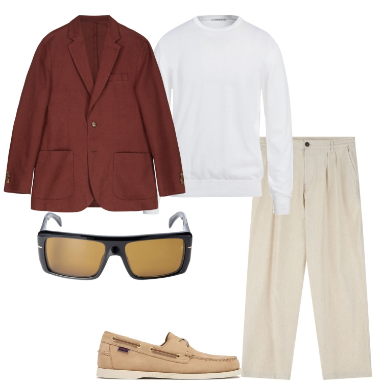 Outfit uomo - Total look #2100346. Stile Trendy per Tutti i giorni. Abbinamento con pullovers, pantaloni, giacche, occhiali da sole, scarpe stringate.